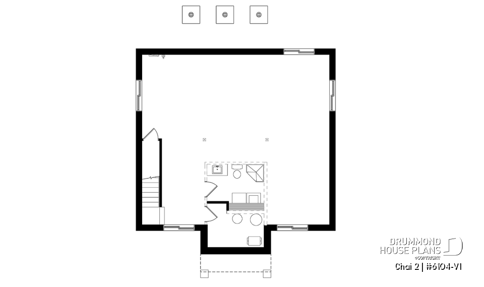 Basement - 2 bedroom affordable ranch style house plan with great kitchen et open floor plan concept - Chai 2