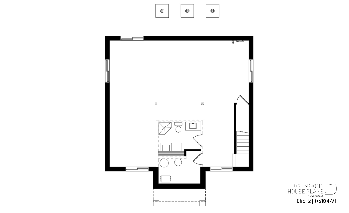 Basement - 2 bedroom affordable ranch style house plan with great kitchen et open floor plan concept - Chai 2