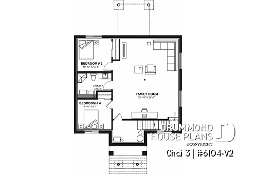 Finished basement - Budget friendly small craftsman home design, 4 bedroom, covered porch, daylight basement - Chai 3