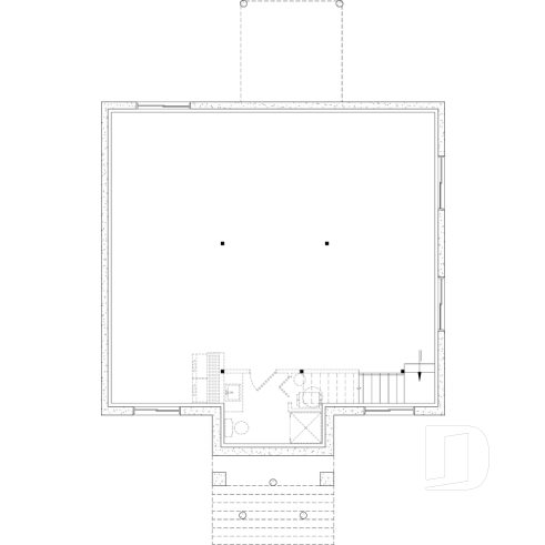 Unfinished basement - Budget friendly small craftsman home design, 2 to 4 beds, covered porch, optional finished basement ($) - Chai 3