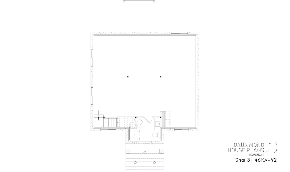 Unfinished basement - Budget friendly small craftsman home design, 2 to 4 beds, covered porch, optional finished basement ($) - Chai 3