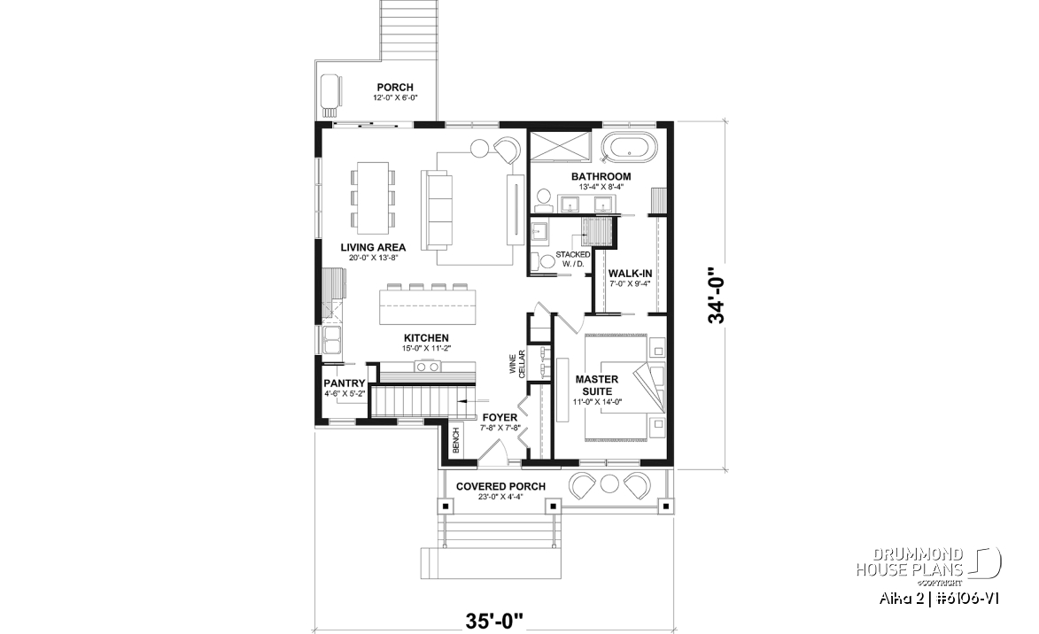 1st level - Single storey home plan, 1 to 4 beds, 2.5 baths, optional finished basement, living &amp; family rooms, 9' ceiling - Aika 2