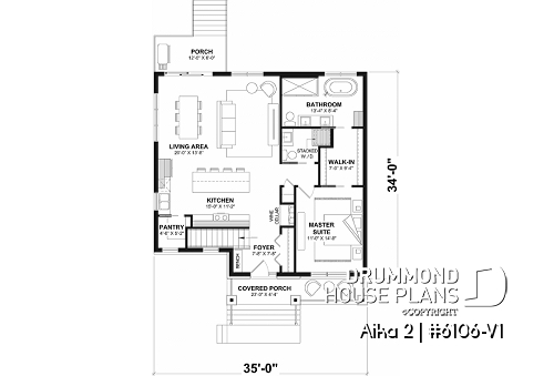 1st level - Single storey home plan, 1 to 4 beds, 2.5 baths,finished basement, living & family rooms, 9 foot ceiling - Aika 2