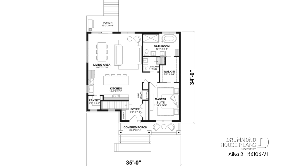 1st level - Single storey home plan, 1 to 4 beds, 2.5 baths, optional finished basement, living &amp; family rooms, 9' ceiling - Aika 2