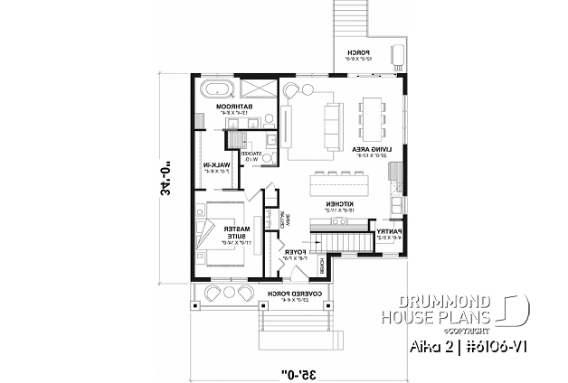 1st level - Single storey home plan, 1 to 4 beds, 2.5 baths,finished basement, living & family rooms, 9 foot ceiling - Aika 2