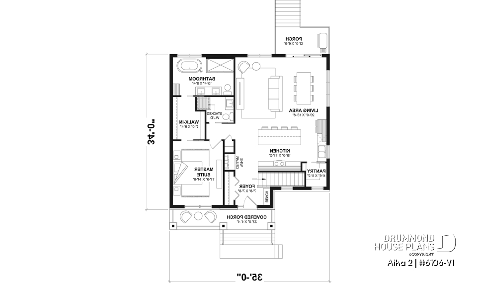 1st level - Single storey home plan, 1 to 4 beds, 2.5 baths, optional finished basement, living &amp; family rooms, 9' ceiling - Aika 2