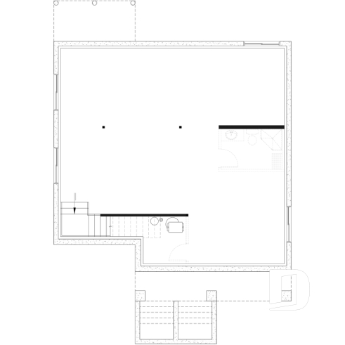 Unfinished basement - Single storey home plan, 1 to 4 beds, 2.5 baths, optional finished basement, living & family rooms, 9' ceiling - Aika 2