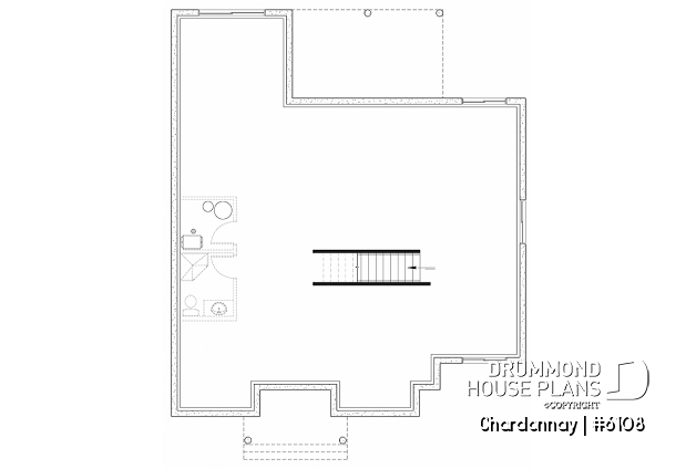Basement - Modern Scandinavian house plan with 2 bedrooms + den, master suite, pantry, mudroom - Chardonnay