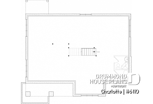 Unfinished basement - Country ranch house plan with 3 bedrooms on main floor and up to 2 more beds on finished basement (optional $) - Charlotte