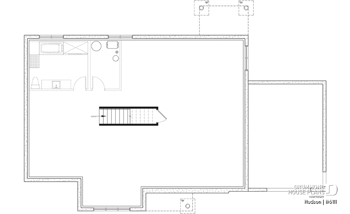 Unfinished basement - Home Design from the Maibec X Drummond House Plans' Collection Featuring: 3 Beds, Garage, Mudroom - Hudson