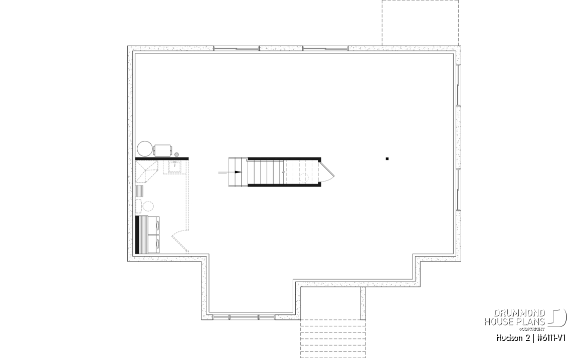 Unfinished basement - Modern Small Ranch House Plan with 3 Main-Floor Bedrooms and Up to 5 Bedrooms - Hudson 2