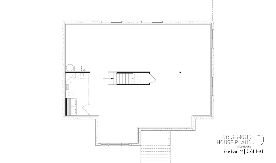 Unfinished basement - Modern Small Ranch House Plan with 3 Main-Floor Bedrooms and Up to 5 Bedrooms - Hudson 2