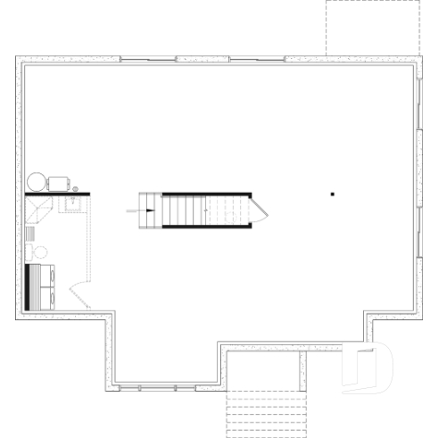 Unfinished basement - Modern Small Ranch House Plan with 3 Main-Floor Bedrooms and Up to 5 Bedrooms - Hudson 2
