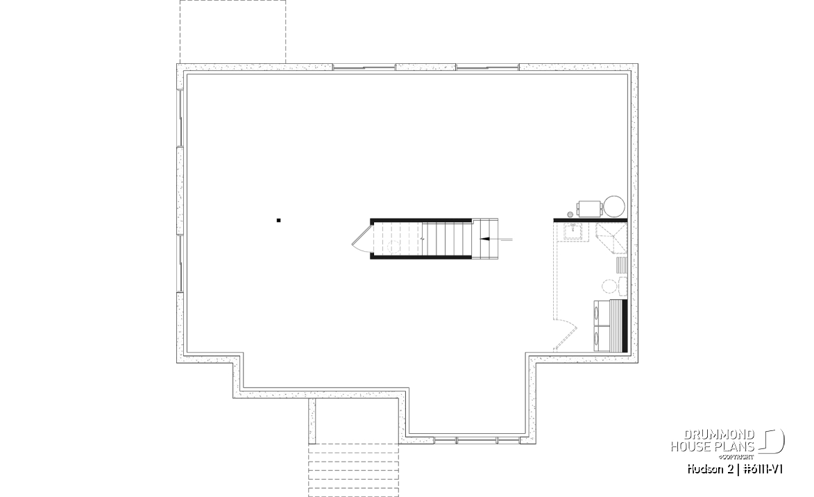 Unfinished basement - Modern Small Ranch House Plan with 3 Main-Floor Bedrooms and Up to 5 Bedrooms - Hudson 2