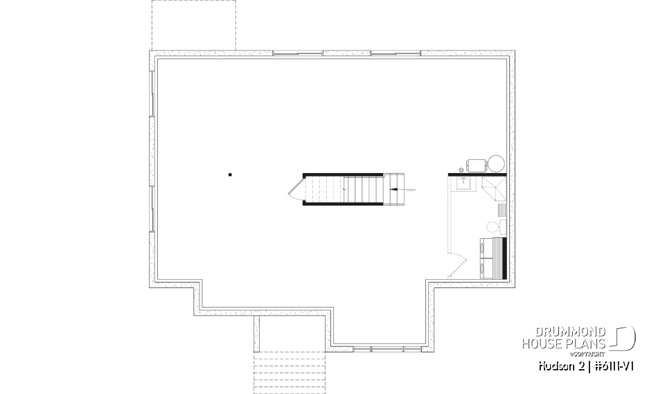 Unfinished basement - Modern Small Ranch House Plan with 3 Main-Floor Bedrooms and Up to 5 Bedrooms - Hudson 2
