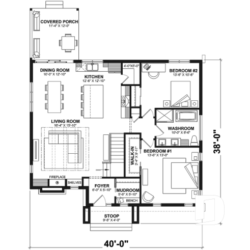 1st level - Scandinavian style home, 2 to 4 beds, optional finished basement ($), fireplace, pantry, sheltered terrace - Uppsala