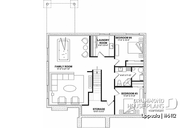 Finished basement (Optional $) - Scandinavian style home, 2 to 4 beds, optional finished basement ($), fireplace, pantry, sheltered terrace - Uppsala