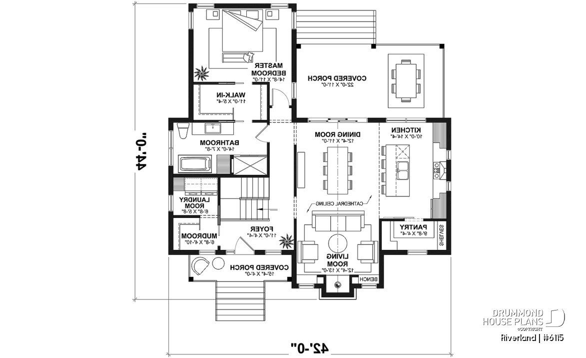 1st level - Modern Farmhouse Home Plan – Covered Porches, 1 to 3 Bedrooms, and Inviting Family Living Spaces - Riverland