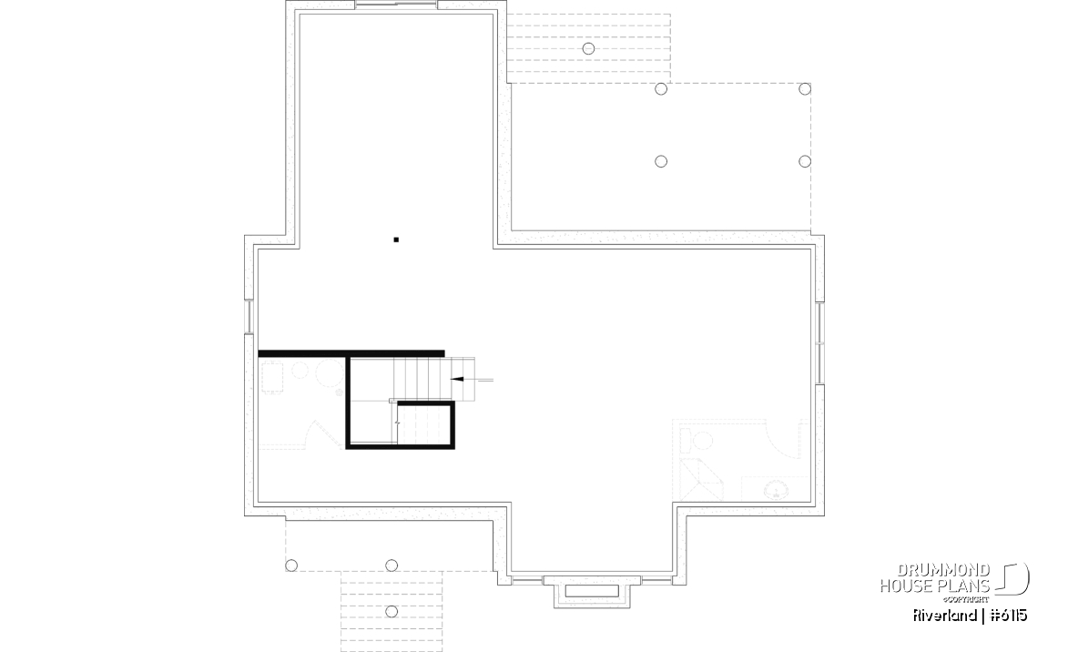 Unfinished basement - Modern Farmhouse Home Plan – Covered Porches, 1 to 3 Bedrooms, and Inviting Family Living Spaces - Riverland
