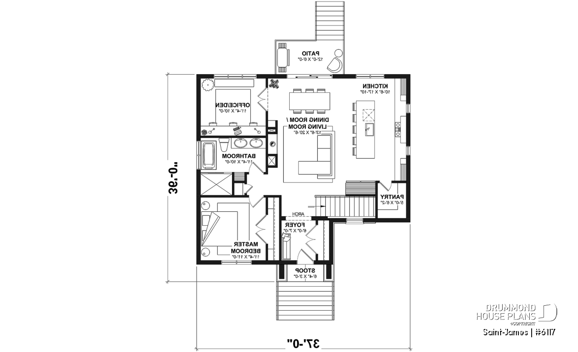 1st level - Elegant bungalow with central fireplace, large island, and up to 4 flexible bedrooms - Saint-James