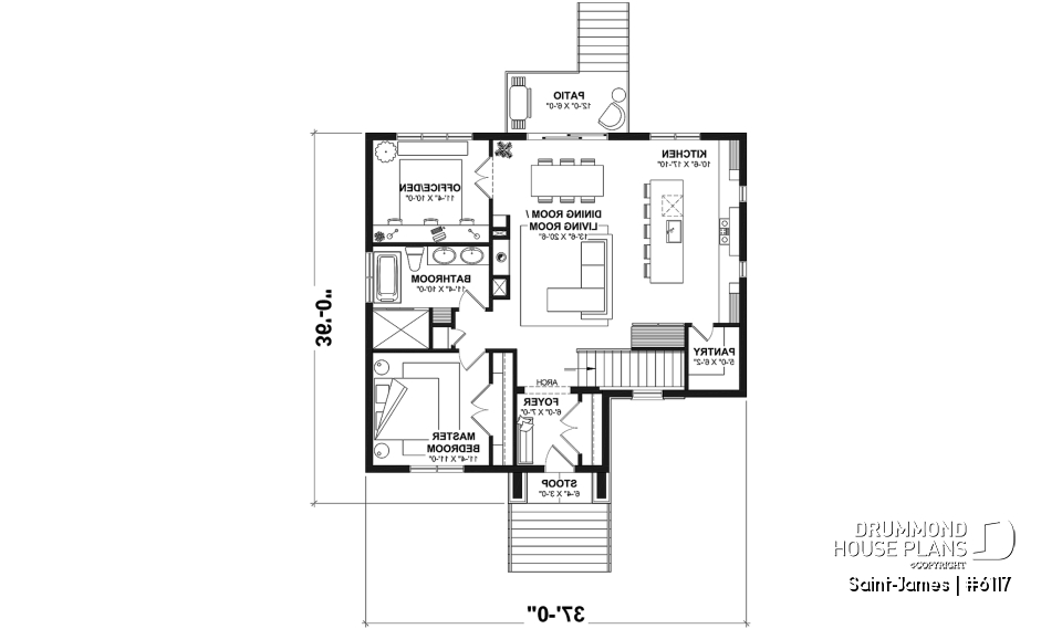 1st level - Elegant bungalow with central fireplace, large island, and up to 4 flexible bedrooms - Saint-James