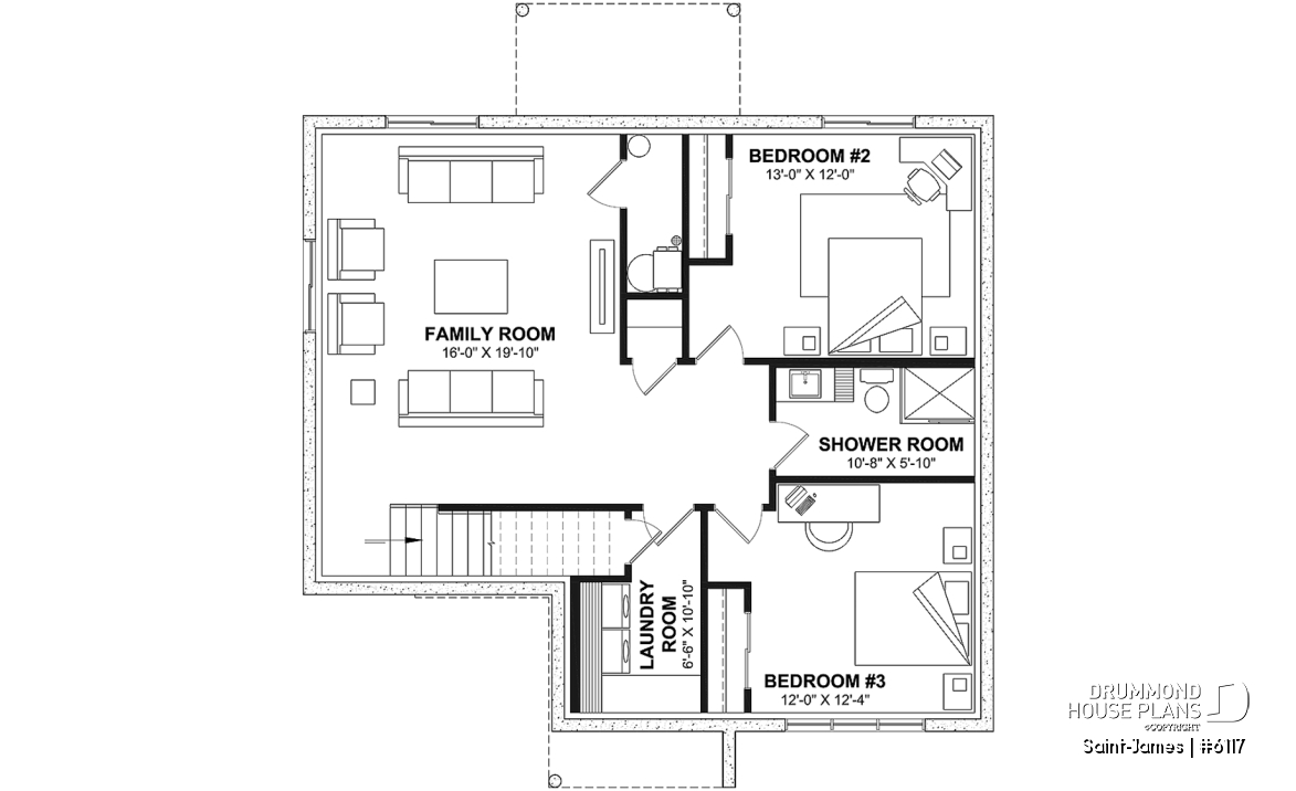 Finished basement (Optional $) - Elegant bungalow with central fireplace, large island, and up to 4 flexible bedrooms - Saint-James