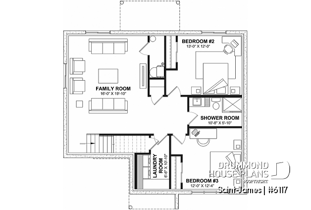 Finished basement (Optional $) - Compact 1 to 4 bedroom modern farmhouse with den, and optional finished basement ($) - Saint-James