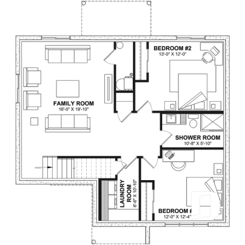 Finished basement (Optional $) - Elegant bungalow with central fireplace, large island, and up to 4 flexible bedrooms - Saint-James