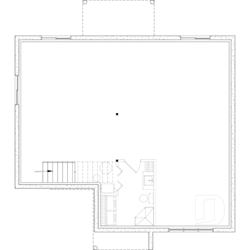 Unfinished basement - Elegant bungalow with central fireplace, large island, and up to 4 flexible bedrooms - Saint-James