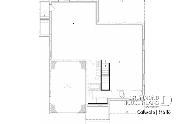 Basement - Country-style house plan with 2 to 4 bedrooms, optional finished basement ($), garage, open floor plan - Oakvale