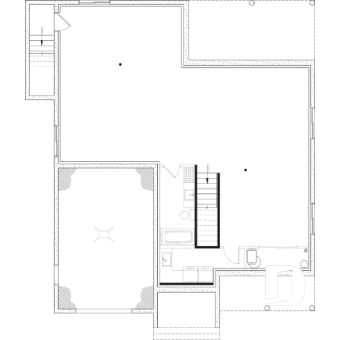 Basement - Country-style house plan with 2 to 4 bedrooms, optional finished basement ($), garage, open floor plan - Oakvale
