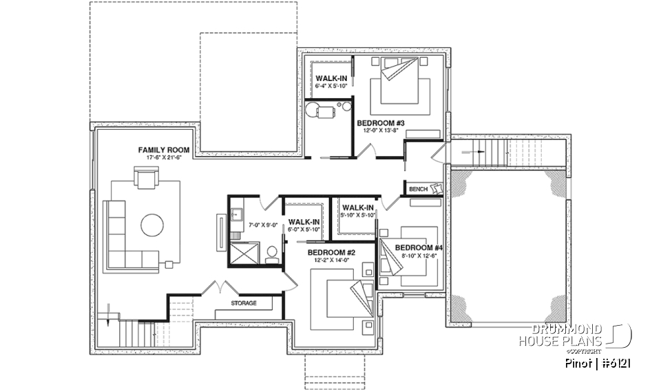Finished basement (Optional $) - Scandinavian Style Open-Concept House Plan with Garage, 1 to 4 Bedrooms, and Optional Basement! - Pinot