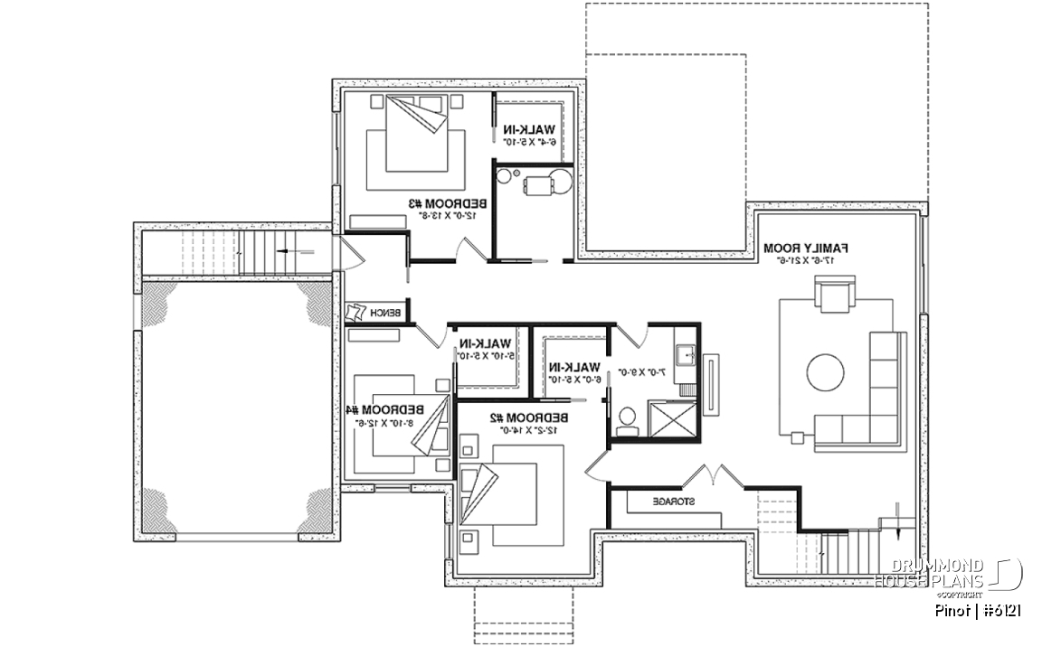 Finished basement (Optional $) - Scandinavian Style Open-Concept House Plan with Garage, 1 to 4 Bedrooms, and Optional Basement! - Pinot