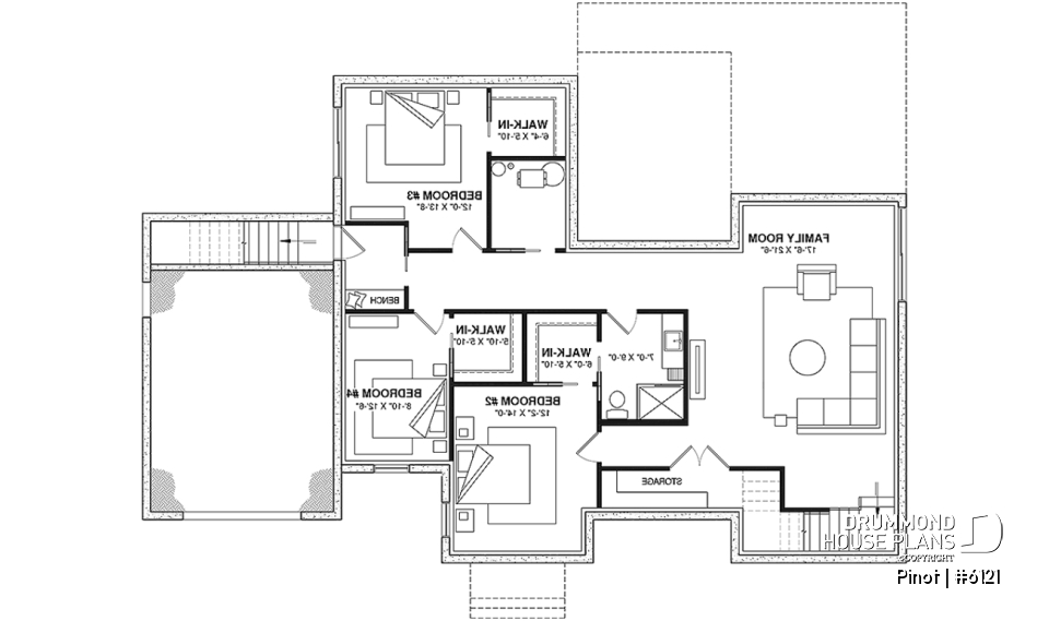 Finished basement (Optional $) - Scandinavian Style Open-Concept House Plan with Garage, 1 to 4 Bedrooms, and Optional Basement! - Pinot
