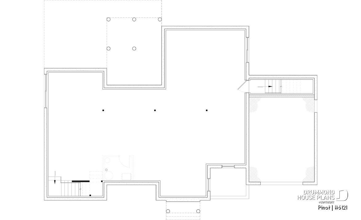 Unfinished basement - Scandinavian Style Open-Concept House Plan with Garage, 1 to 4 Bedrooms, and Optional Basement! - Pinot