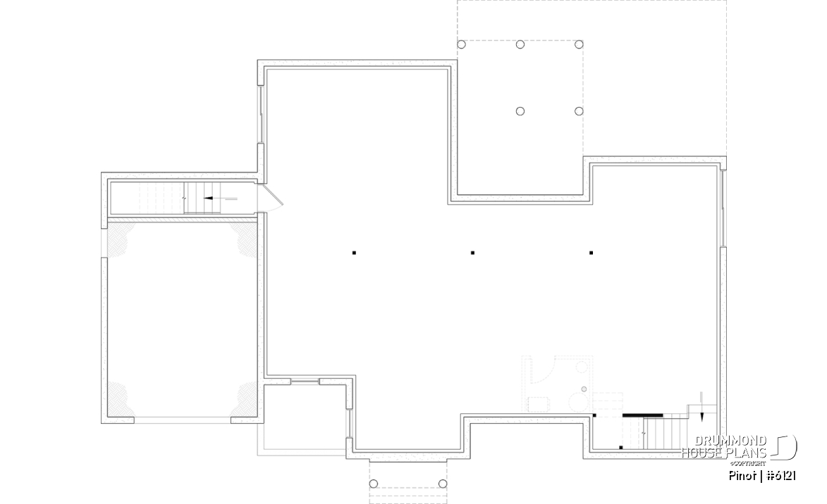 Unfinished basement - Scandinavian Style Open-Concept House Plan with Garage, 1 to 4 Bedrooms, and Optional Basement! - Pinot