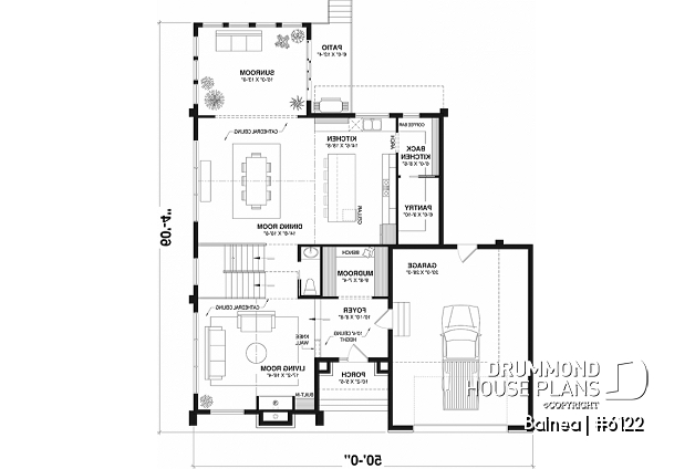 1st level - Scandinavian style house plan, superb kitchen with pantry & back kitchen, large master suite w/private balcony - Balnea