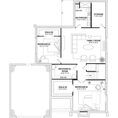 Finished basement (Optional $) - Modern Scandinavian Home Design – Sunroom, Fireplace, Luxurious Primary Suite & Optional Finished Basement - Balnea