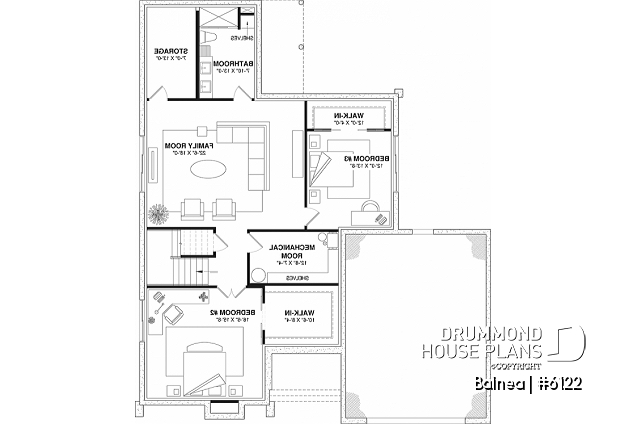 Finished basement (Optional $) - Scandinavian Home Plan – Sunroom, Fireplace, Luxurious Primary Suite & Finished Basement - Balnea