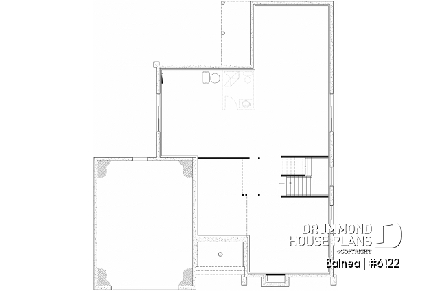 Unfinished basement of house plan 6122 Unfinished basement - Scandinavian Home Plan – Sunroom, Fireplace, Luxurious Primary Suite & Finished Basement - Balnea