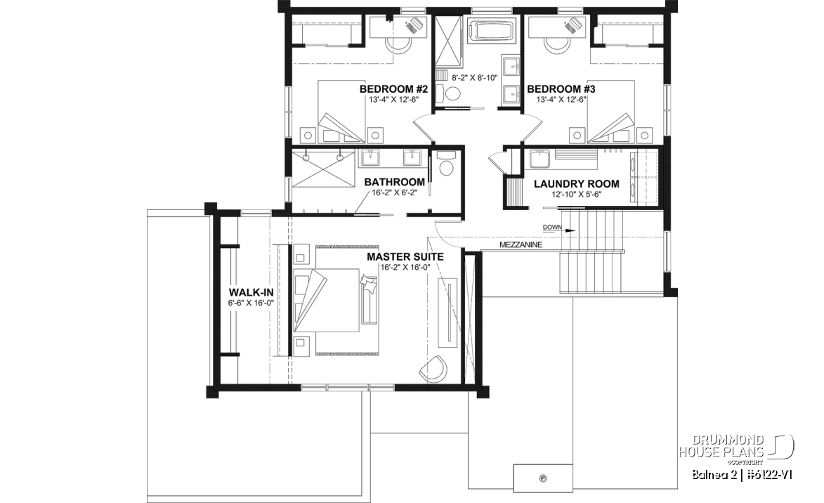2nd level - Modern Two-Story House Plan with Stunning Primary Suite, Cathedral Ceiling and STÛV Wood Stove - Balnea 2