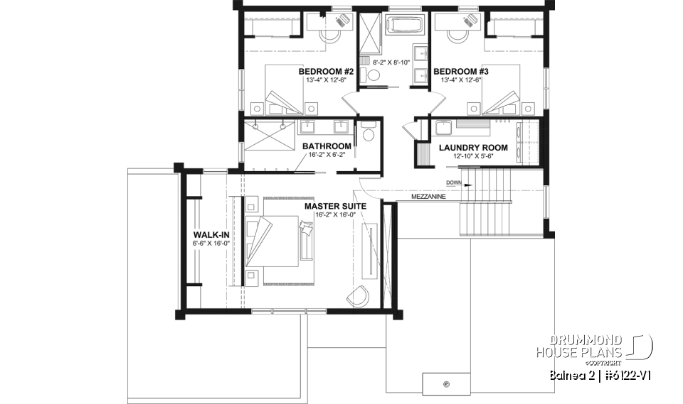 2nd level - Modern Two-Story House Plan with Stunning Primary Suite, Cathedral Ceiling and STÛV Wood Stove - Balnea 2