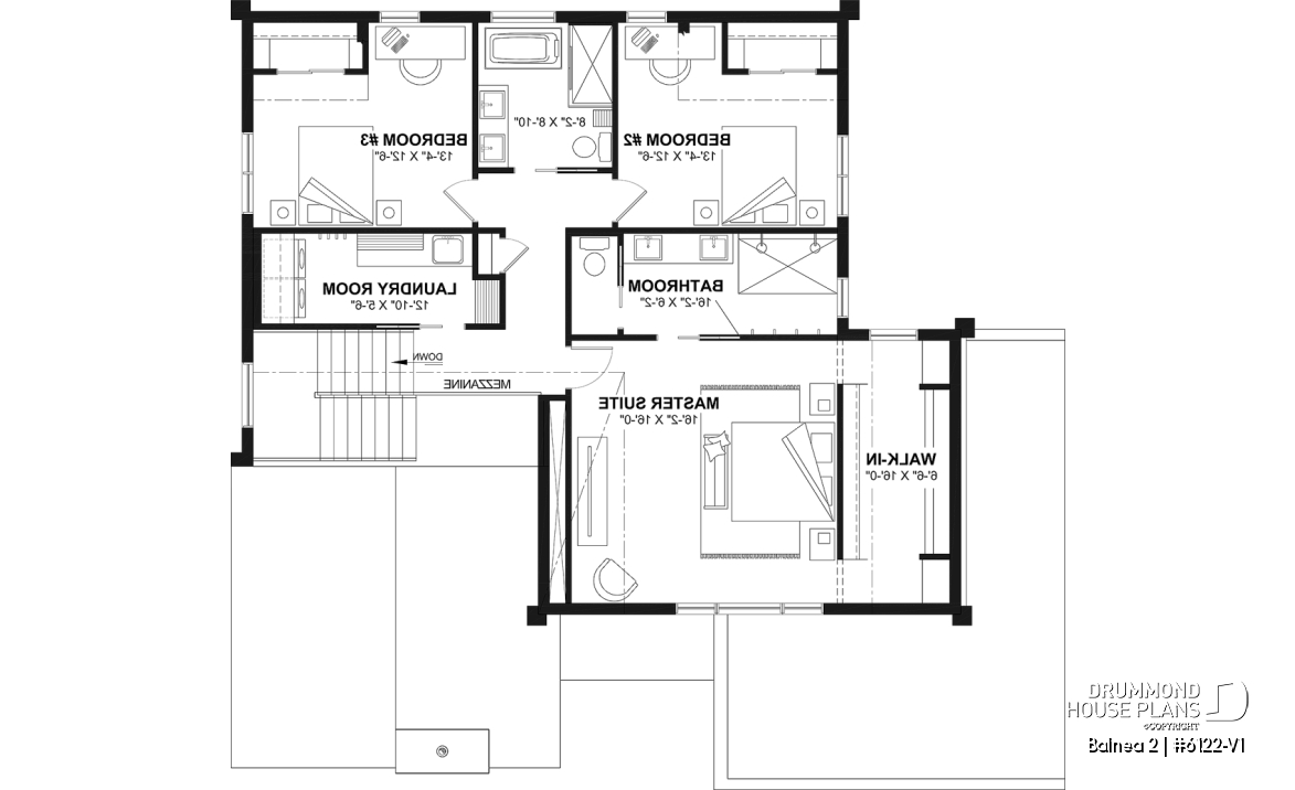 2nd level - Modern Two-Story House Plan with Stunning Primary Suite, Cathedral Ceiling and STÛV Wood Stove - Balnea 2