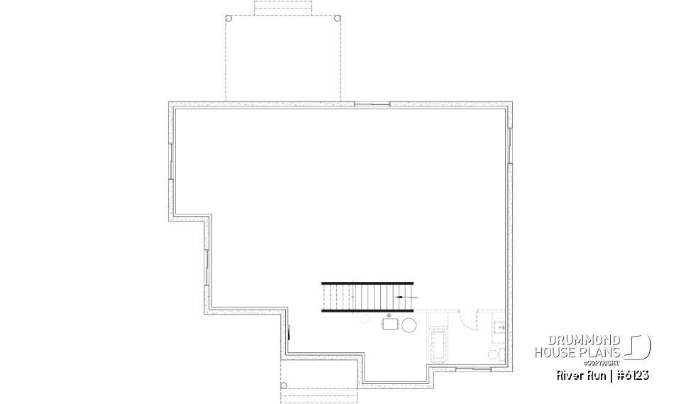 Unfinished basement (Optional $) - Single-storey floor plan, 4 bedrooms and 2 baths on main floor, open concept, coffee bar and sheltered terrace - River Run