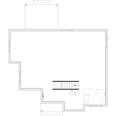 Unfinished basement (Optional $) - Single-storey floor plan, 4 bedrooms and 2 baths on main floor, open concept, coffee bar and sheltered terrace - River Run