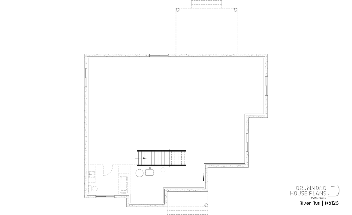 Unfinished basement (Optional $) - Single-storey floor plan, 4 bedrooms and 2 baths on main floor, open concept, coffee bar and sheltered terrace - River Run