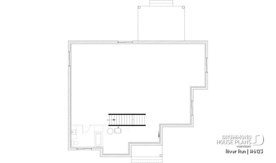 Unfinished basement (Optional $) - Single-storey floor plan, 4 bedrooms and 2 baths on main floor, open concept, coffee bar and sheltered terrace - River Run