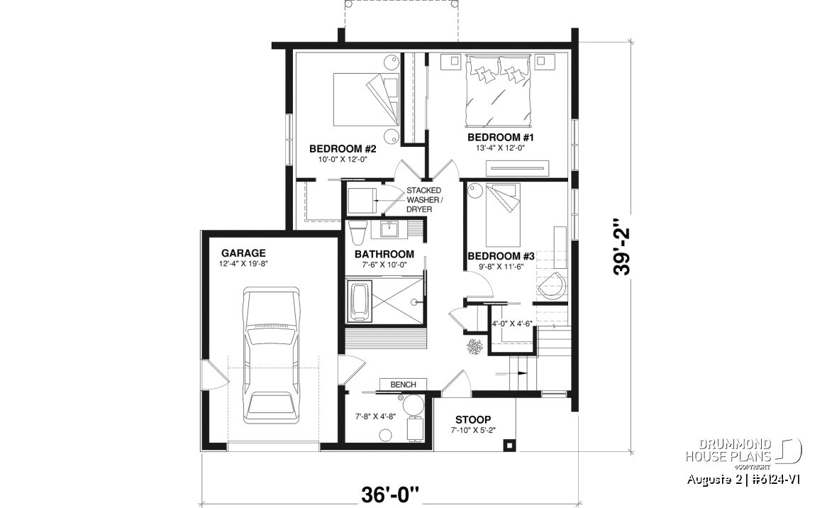 1st level - Modern Scandinavian reverse floor plan home, 3 beds on lower floor, kitchen, dining and living on upper floor - Auguste 2