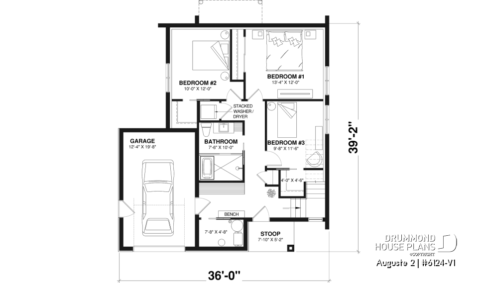 1st level - Modern Scandinavian reverse floor plan home, 3 beds on lower floor, kitchen, dining and living on upper floor - Auguste 2