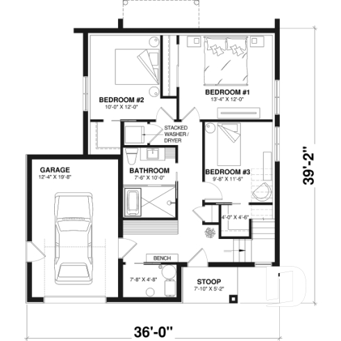 1st level - Modern Scandinavian reverse floor plan home, 3 beds on lower floor, kitchen, dining and living on upper floor - Auguste 2